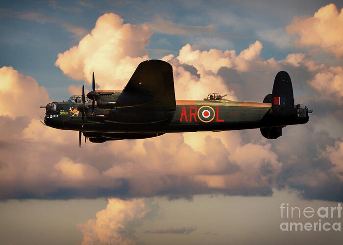 Lancaster Bomber Greeting Card featuring the digital art Lancaster L-Leader by Airpower Art