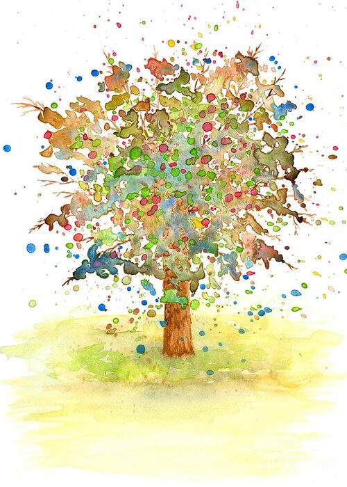 Tree Greeting Card featuring the painting Landscape 466 by Lucie Dumas