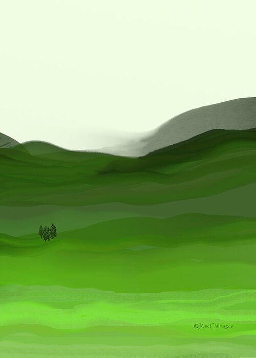 Scenic Greeting Card featuring the digital art Landscape in Green by Kae Cheatham