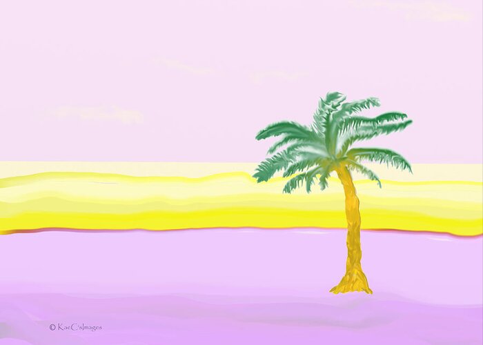 Beach Scene Greeting Card featuring the digital art Landscape in Pink and Yellow by Kae Cheatham