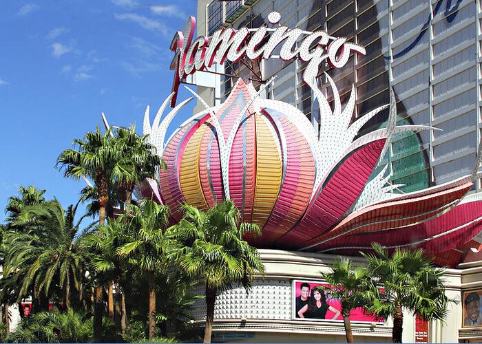 Travel Greeting Card featuring the photograph Las Vegas Flamingo Hotel Lotus Blossom by Linda Phelps