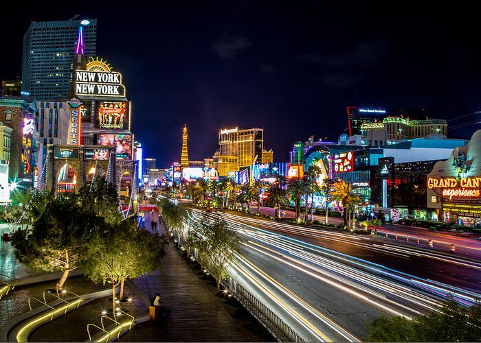 Las Vegas Greeting Card featuring the photograph Las Vegas Strip at Night by Lev Kaytsner