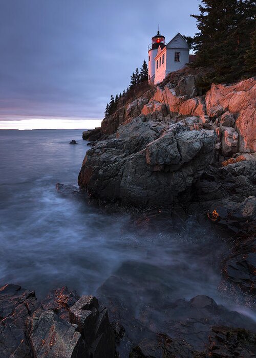 Maine Greeting Card featuring the photograph Last Light at Bass Harbor by Patrick Downey