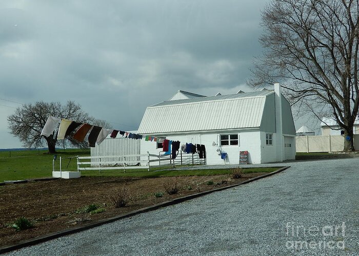 Amish Greeting Card featuring the photograph Laundry Day - Two by Christine Clark