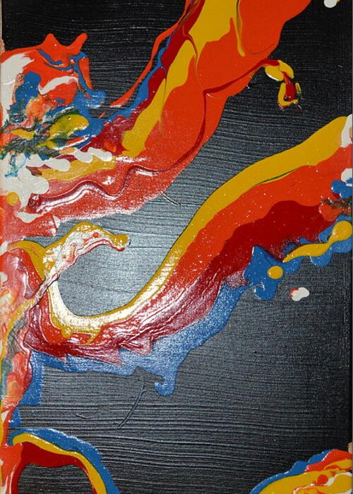 This Is An Acrylic Painting Using The Flow Technique. Each Color Is Mixed With A Medium So It Can Be Poured Onto A Canvas. The Canvas Is Tilted To Move The Colors Inn Different Patterns. Greeting Card featuring the painting Lava Flow by Martin Schmidt