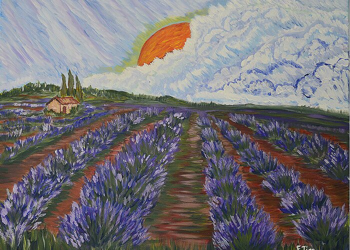 Herbal Greeting Card featuring the painting Lavender Dream by Felicia Tica