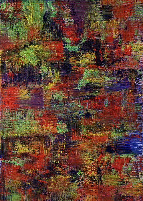 Abstract Greeting Card featuring the painting Layers of Life by Angela Bushman