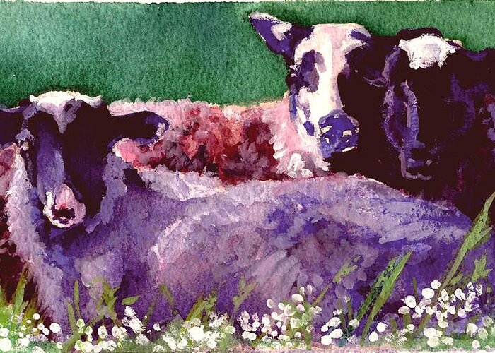 Goats Greeting Card featuring the painting Lazin On A Sunny Afternoon by Sheila Wedegis