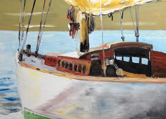 Sloop Greeting Card featuring the painting Lazy Sloop by Stan Tenney
