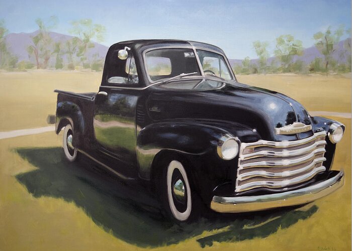 Chevrolet Greeting Card featuring the painting Le Camion Noir by Elizabeth Jose
