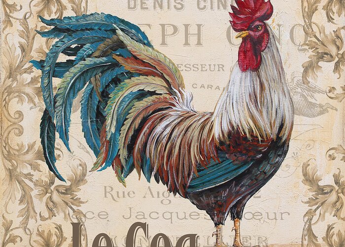 Beautiful Greeting Card featuring the painting Le Coq-JP3084 by Jean Plout
