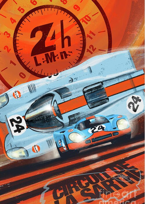 Le Mans Greeting Card featuring the painting Le Mans 24H by Sassan Filsoof