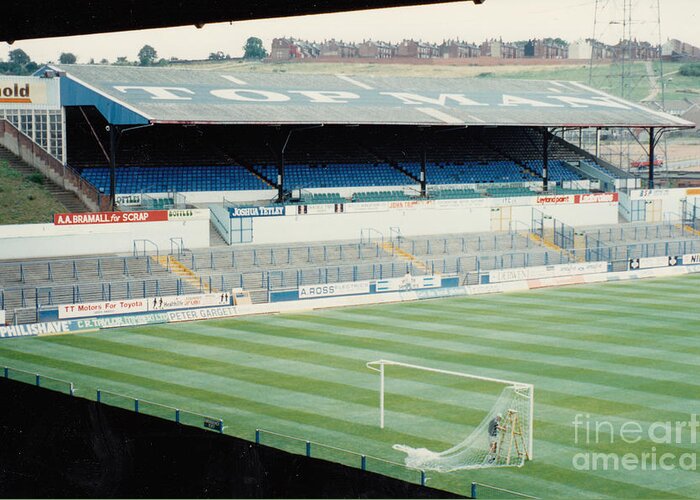 Leeds United Greeting Card featuring the photograph Leeds - Elland Road - Lowfields Stand 2 - 1990 by Legendary Football Grounds