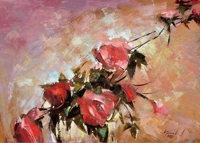 Rose Greeting Card featuring the painting Legend by Anastasija Kraineva