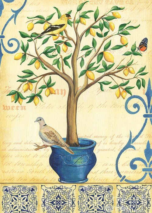 Lemon Greeting Card featuring the painting Lemon Tree of Life by Debbie DeWitt