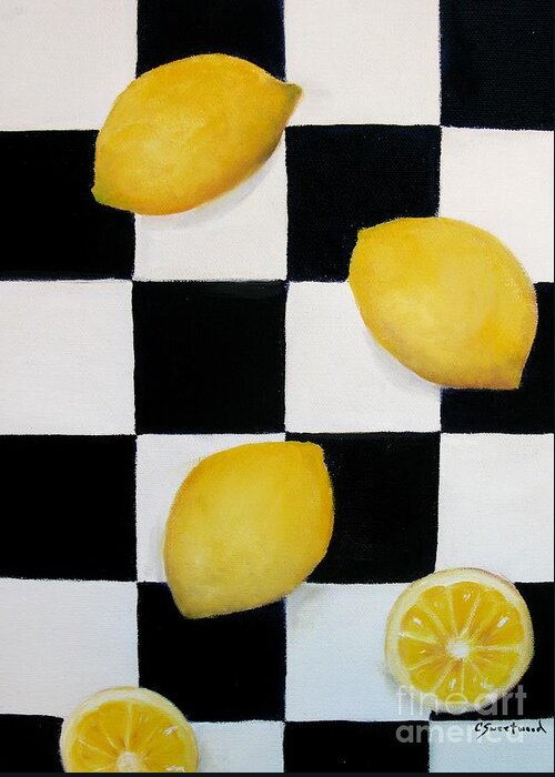 Lemons Greeting Card featuring the painting Lemons by Carol Sweetwood