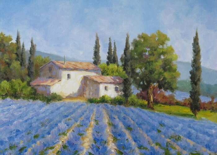 Lavender Greeting Card featuring the painting Les Lavandes by Barrett Edwards