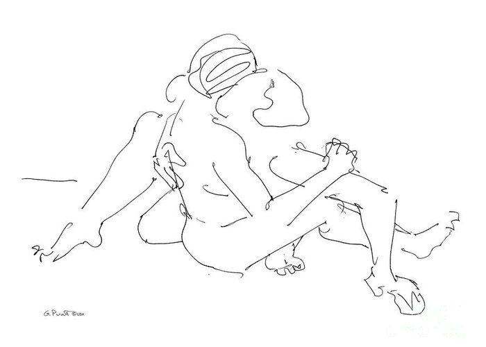 Lesbian Greeting Card featuring the drawing Lesbian Art 2 by Gordon Punt