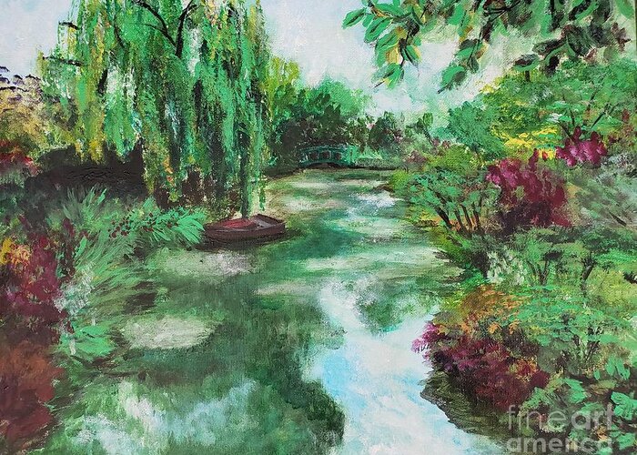 Nature Greeting Card featuring the painting L'etang de Claude Monet, Giverny, France by C E Dill