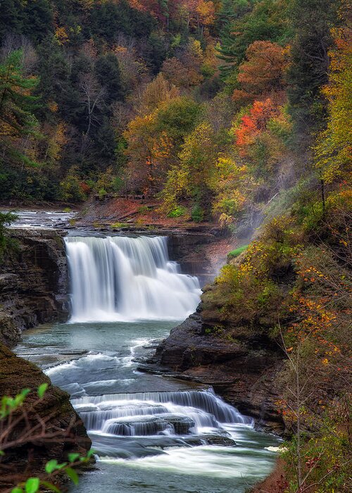 Waterfalls Greeting Card featuring the photograph Letchworth Lower Falls 3 by Mark Papke