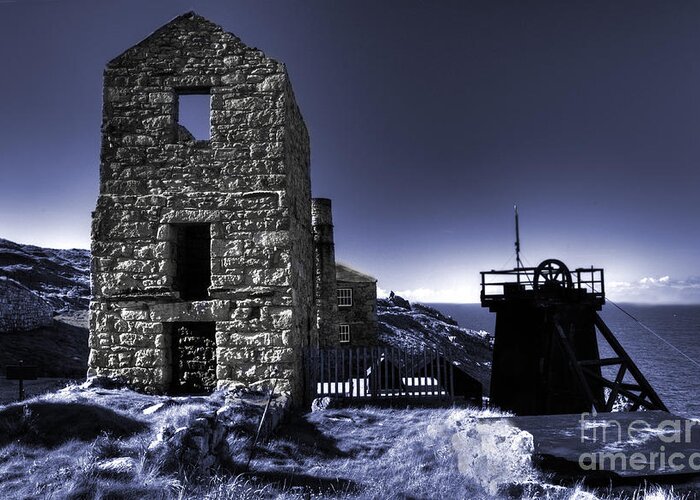 Levant Greeting Card featuring the photograph Levant Mine in blue by Rob Hawkins