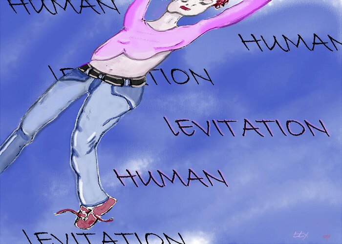 Girl Greeting Card featuring the digital art Levitation by Teresa Epps