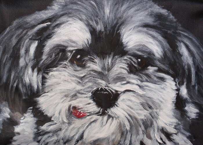 Puppy Greeting Card featuring the painting Lexie by Carol Russell
