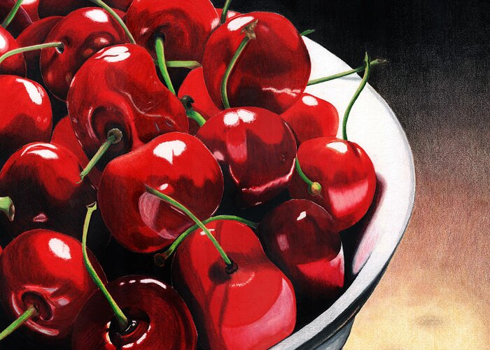 Cherries Greeting Card featuring the painting Life Is.... by Angela Armano