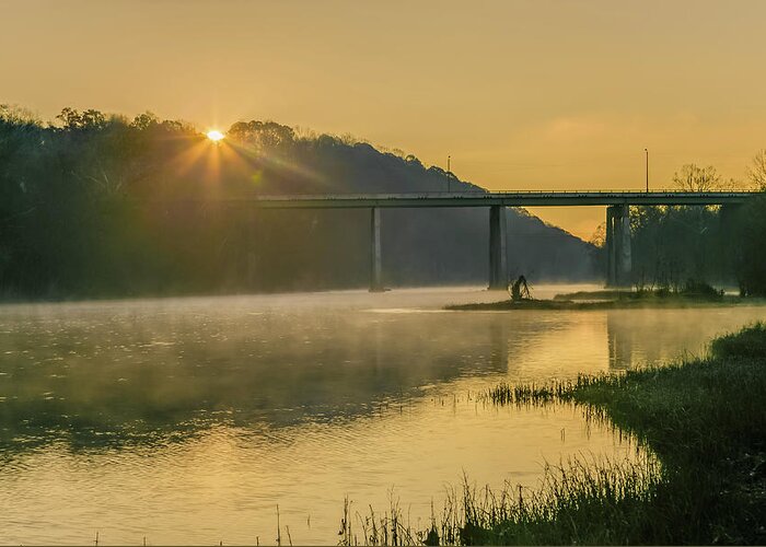 Downtown Lynchburg Greeting Card featuring the photograph Light and Mist by Tim Wilson