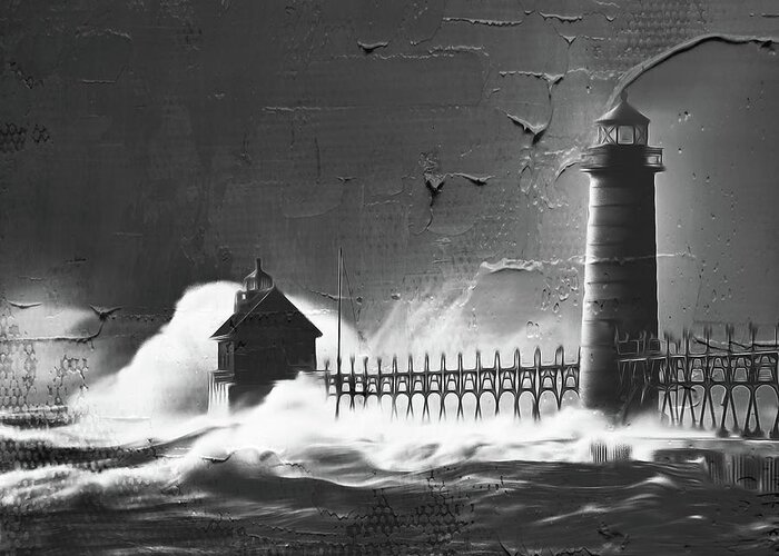 Long Beach Greeting Card featuring the painting Light House 09c by Gull G