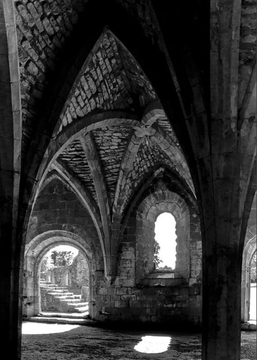 Monochrome Photography Greeting Card featuring the photograph Light inside the vaults. by Elena Perelman