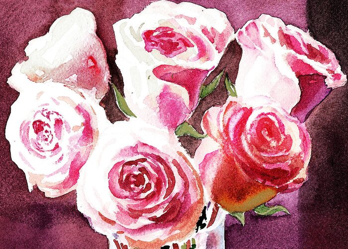 Light Greeting Card featuring the painting Light Over Roses by Irina Sztukowski
