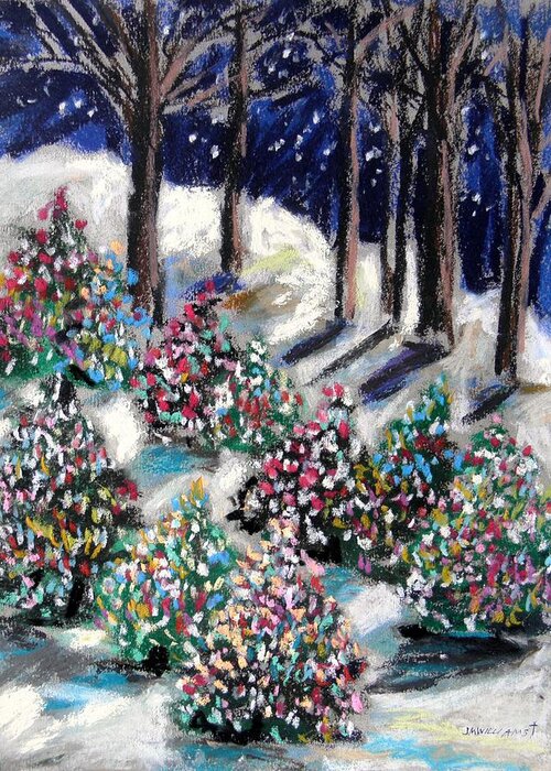 Christmas. Blue Sky Greeting Card featuring the painting Lighted Path by John Williams