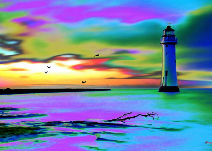 Water Greeting Card featuring the digital art Lighthouse 2 by Gregory Murray