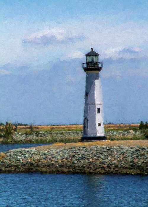Lighthouse Greeting Card featuring the digital art Lighthouse at Discovery Bay 1 by Terry Davis