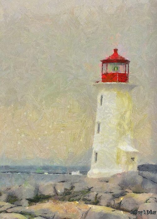 Canadian Greeting Card featuring the painting Lighthouse by Jeffrey Kolker