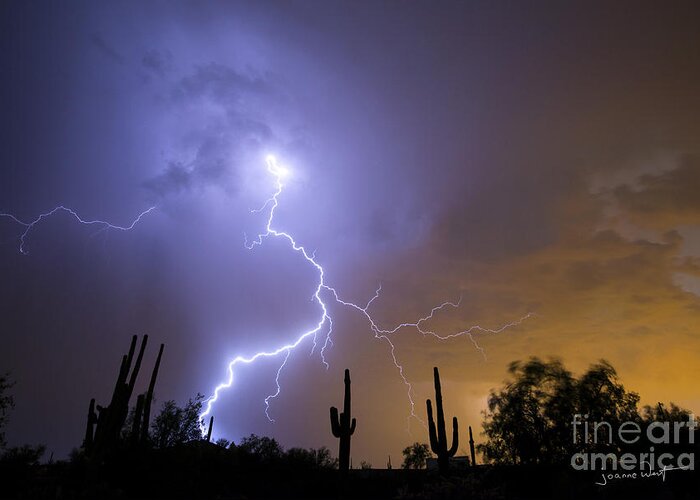 Monsoon Greeting Card featuring the photograph Lightning Storm Arizona by Joanne West