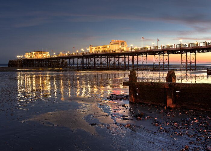 Worthing Greeting Card featuring the photograph Lights at Dusk by Hazy Apple