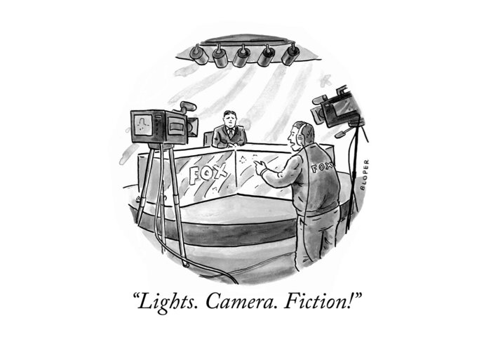 Lights. Camera. Fiction! Greeting Card featuring the drawing Lights Camera Fiction by Brendan Loper