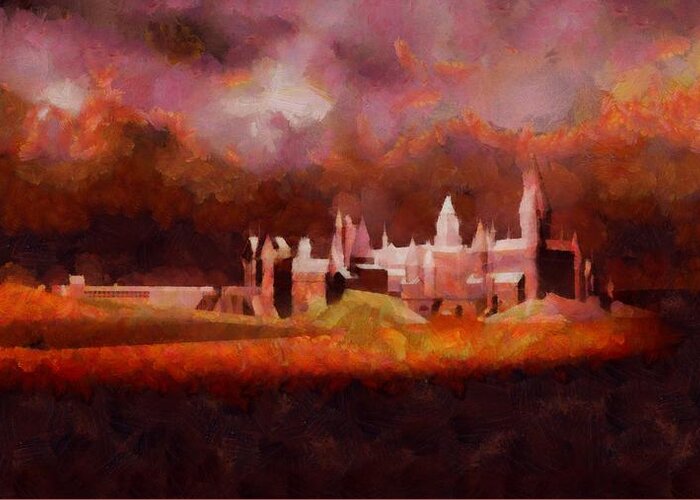 Fantasy Greeting Card featuring the painting Like Hogwarts by Esoterica Art Agency