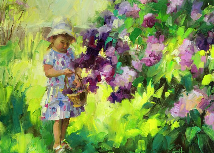 Spring Greeting Card featuring the painting Lilac Festival by Steve Henderson
