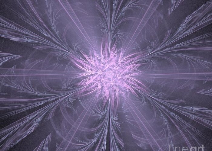 Apophysis Greeting Card featuring the digital art Lilac Gray Flower by Kim Sy Ok