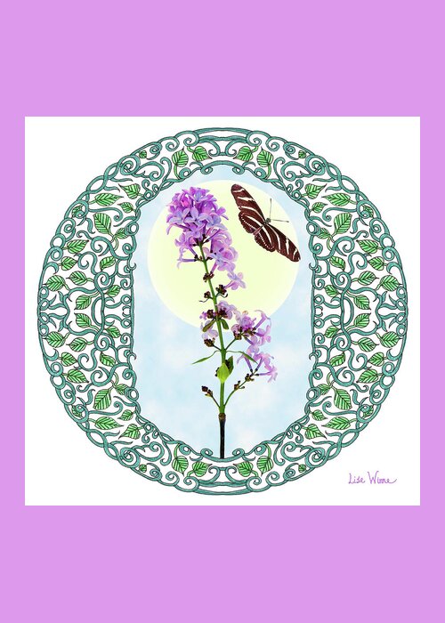 Lise Winne Greeting Card featuring the digital art Lilac with Butterfly by Lise Winne