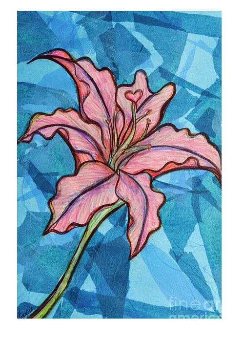 Lily Greeting Card featuring the mixed media Lily by Rebecca Weeks