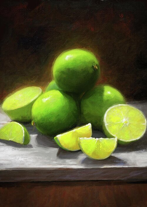 Limes Greeting Card featuring the painting Limes In Sunlight by Robert Papp
