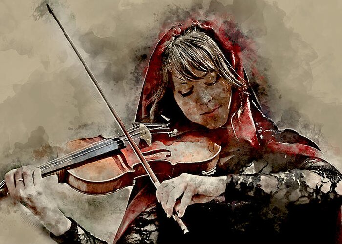 Lindsey Stirling Greeting Card featuring the mixed media Lindsey Stirling by Marvin Blaine