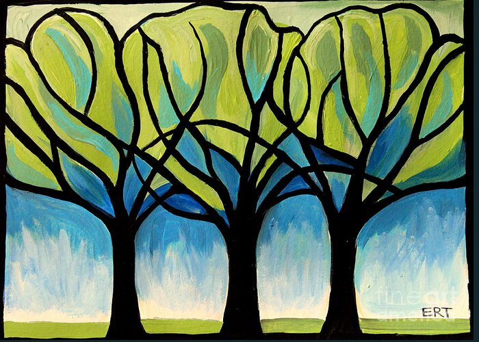 Tree Greeting Card featuring the painting Lineage by Elizabeth Robinette Tyndall