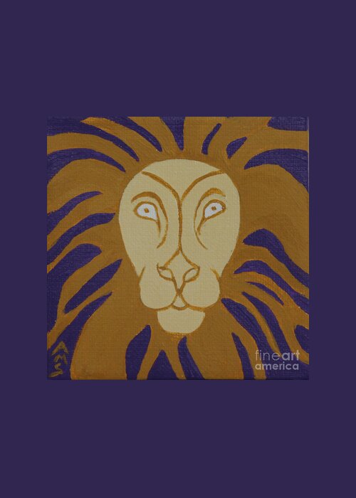 Yellow Ochre Greeting Card featuring the painting Lion by Annette M Stevenson