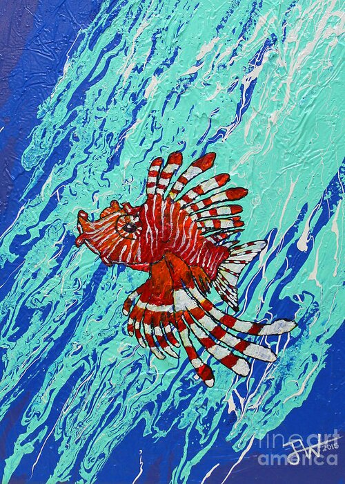Lionfish Greeting Card featuring the painting Lion Chief by Jerome Wilson
