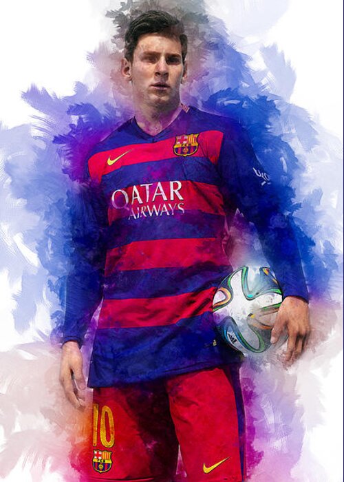 Football Greeting Card featuring the digital art Lionel Messi by Ian Mitchell